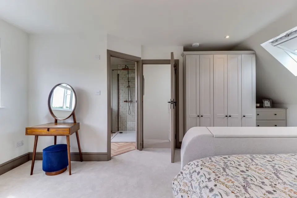 Dressing table and ensuite door at Raeburn, Surbiton KT5, a Surrey Build Group project